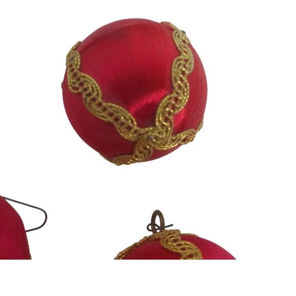 Vintage Spun Silk Red Gold 6" Ornaments Set of 8 READ - Picture 6 of 7